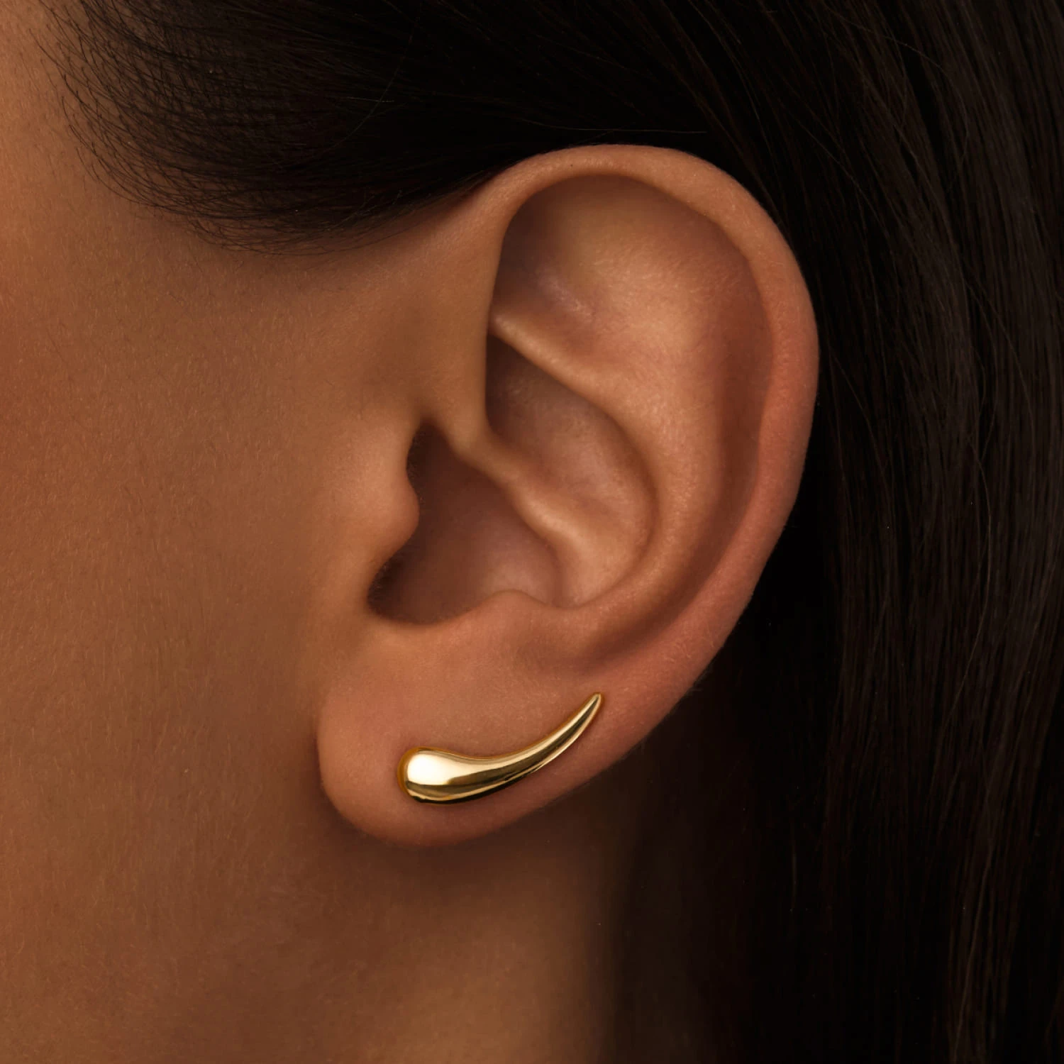 Серебряные серьги-клаймберы в покрытии желтое золото