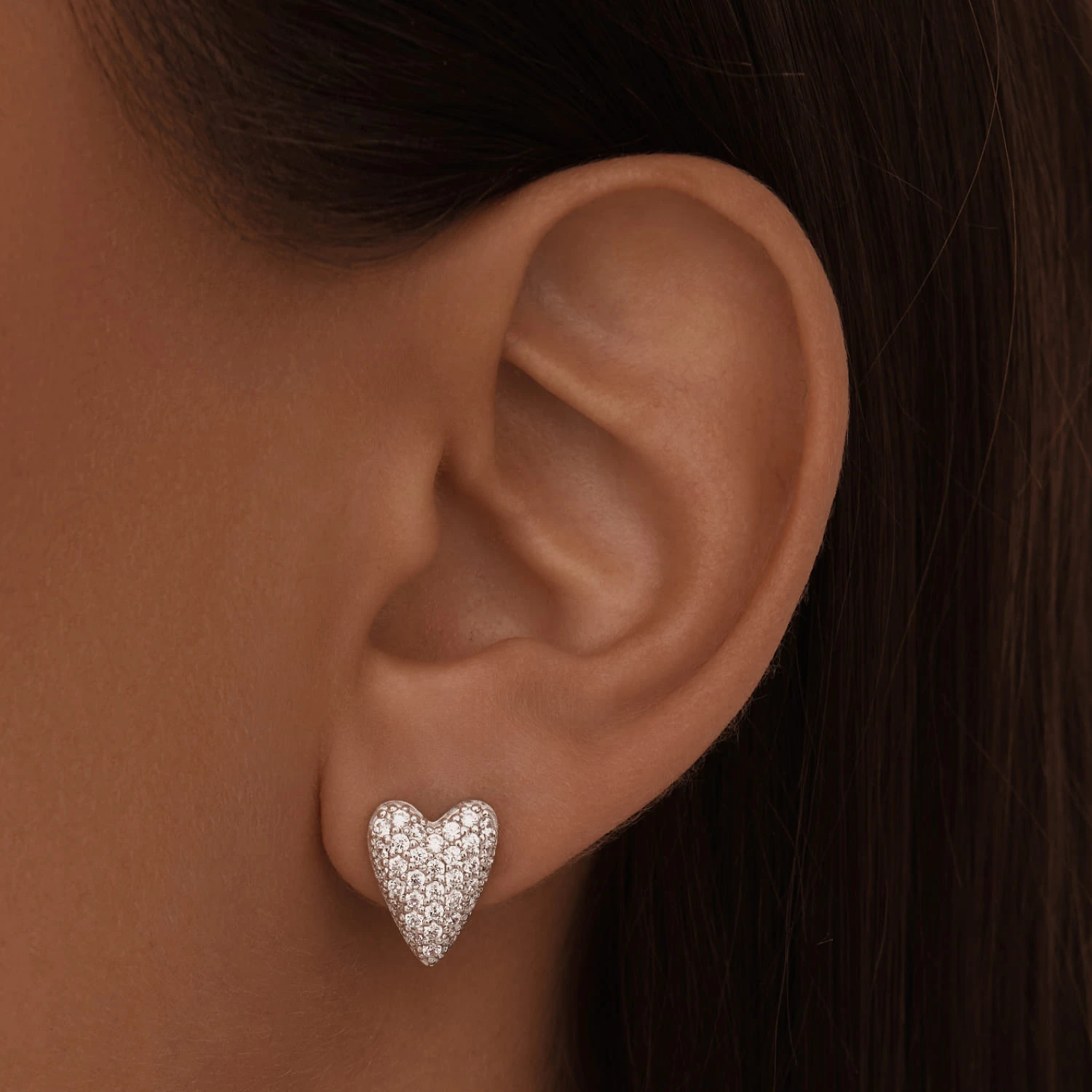 Серебряные серьги сердце с фианитами MIESTILO 