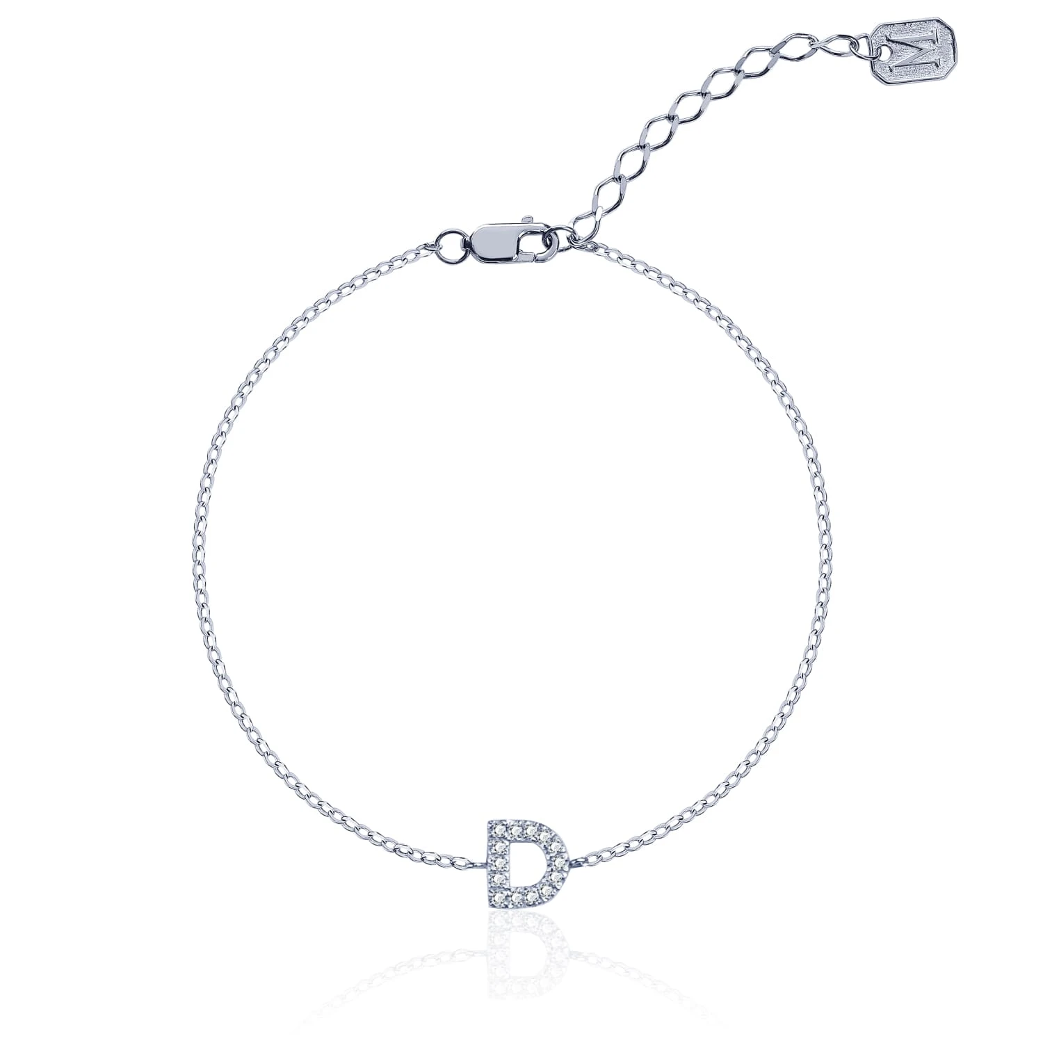 Серебряный браслет с буквой D MIESTILO