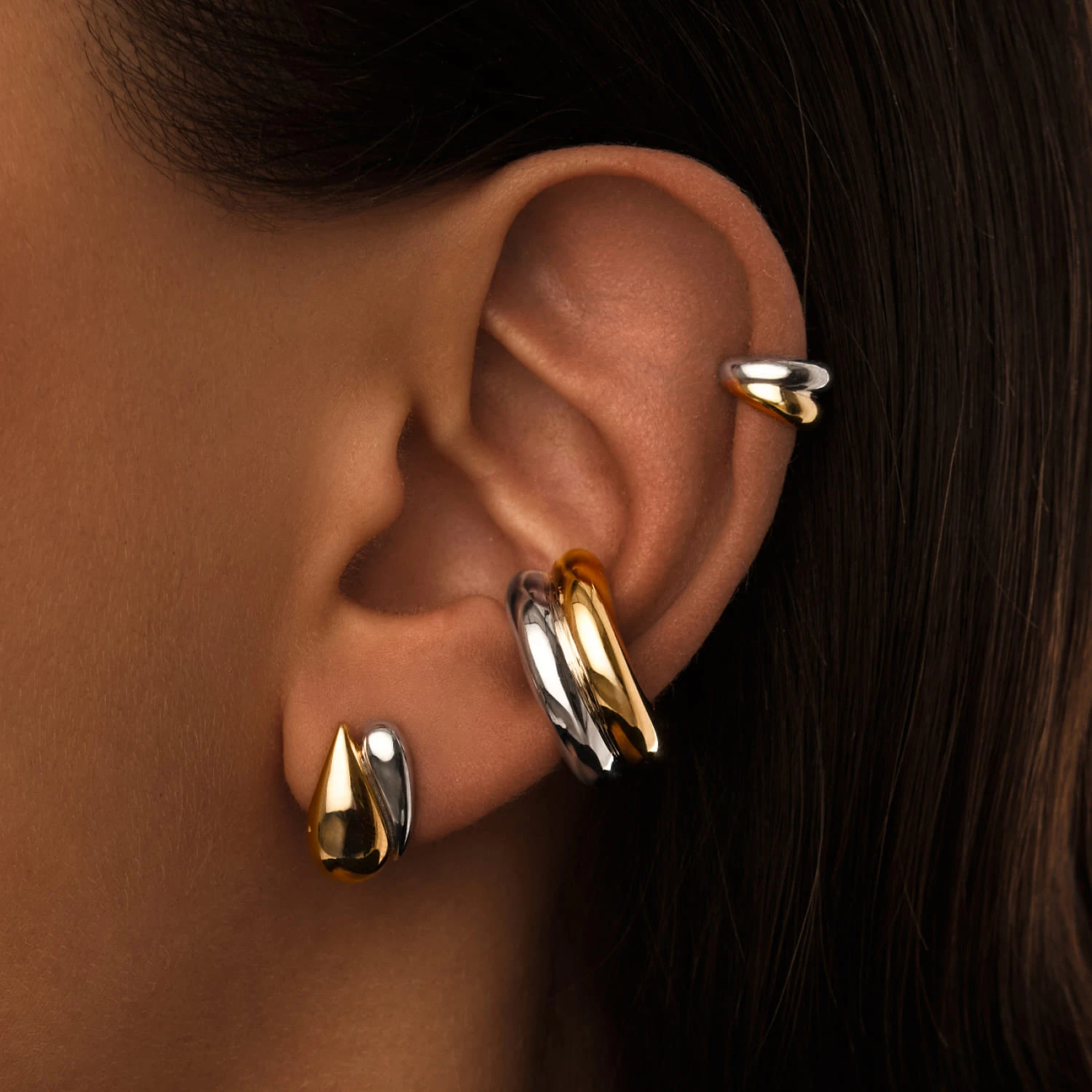 Серебряный кафф мини биколор