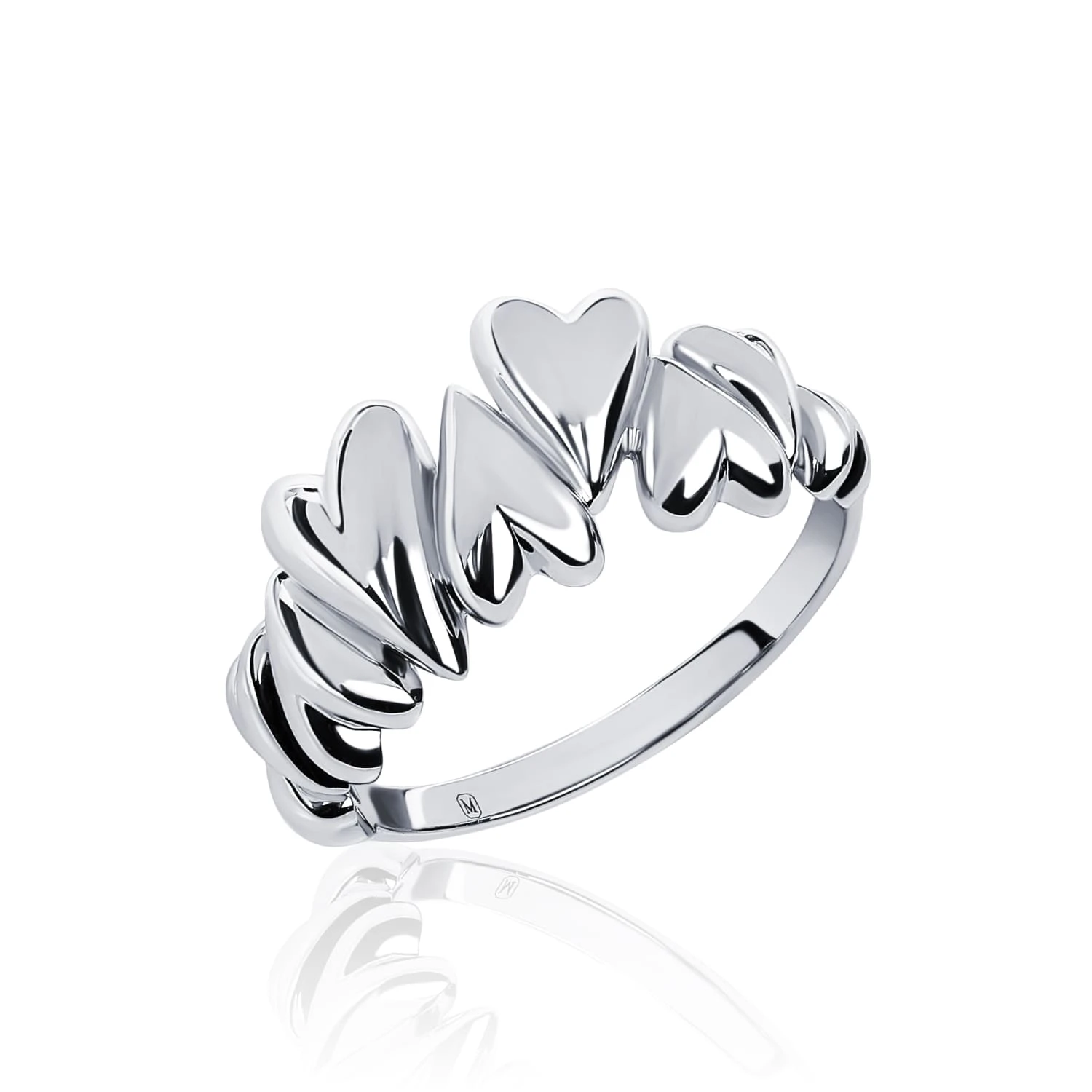 Серебряное кольцо сердца MIESTILO