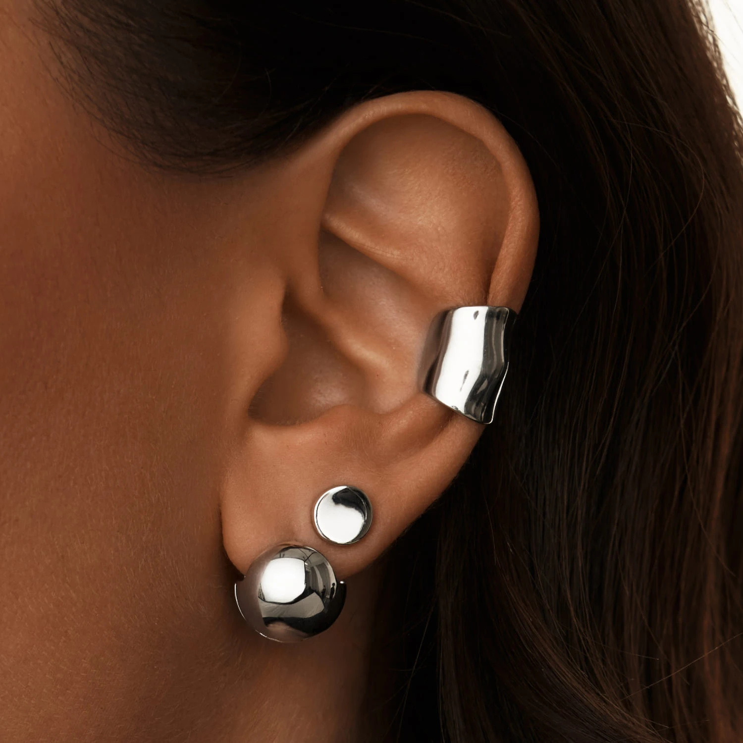 Серебряные круглые серьги