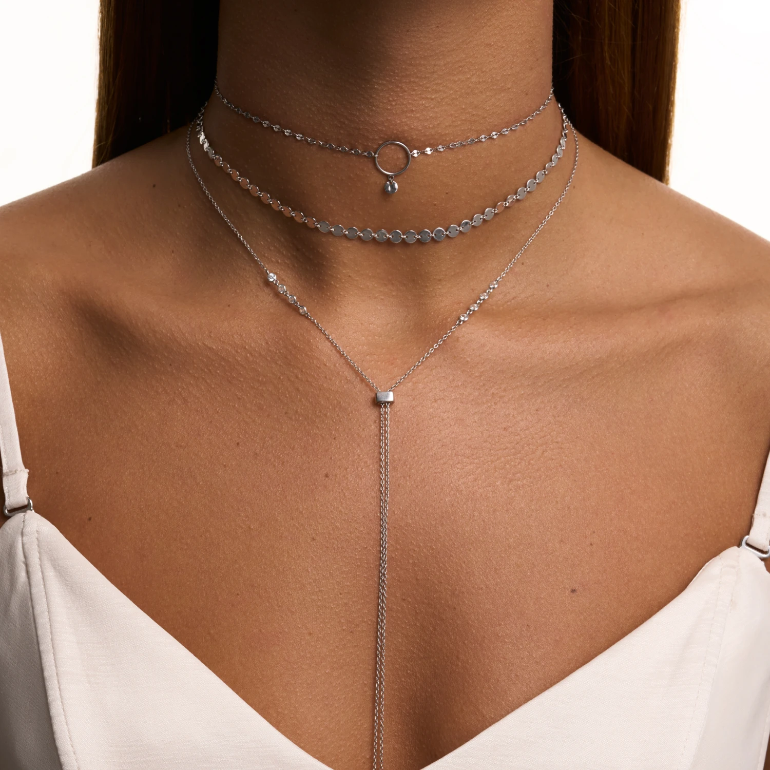 Колье-чокер из серебра с монетками