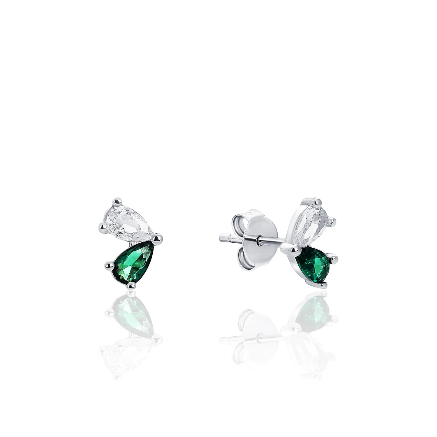 Серебряные серьги с фианитами в огранке груша MIESTILO 