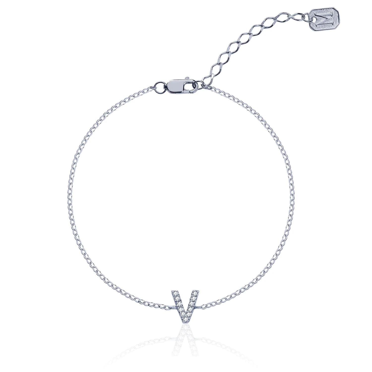Серебряный браслет с буквой V MIESTILO