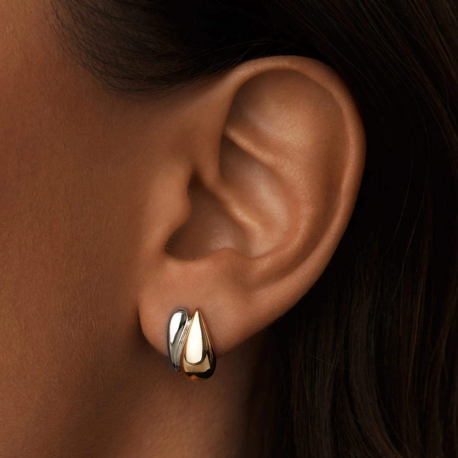 Серебряные серьги-капли биколор