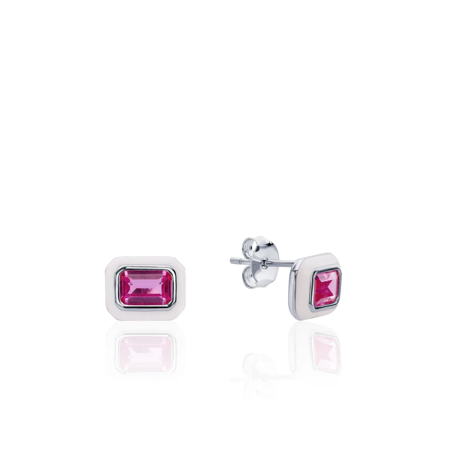 Серебряные серьги с эмалью и корундом MIESTILO