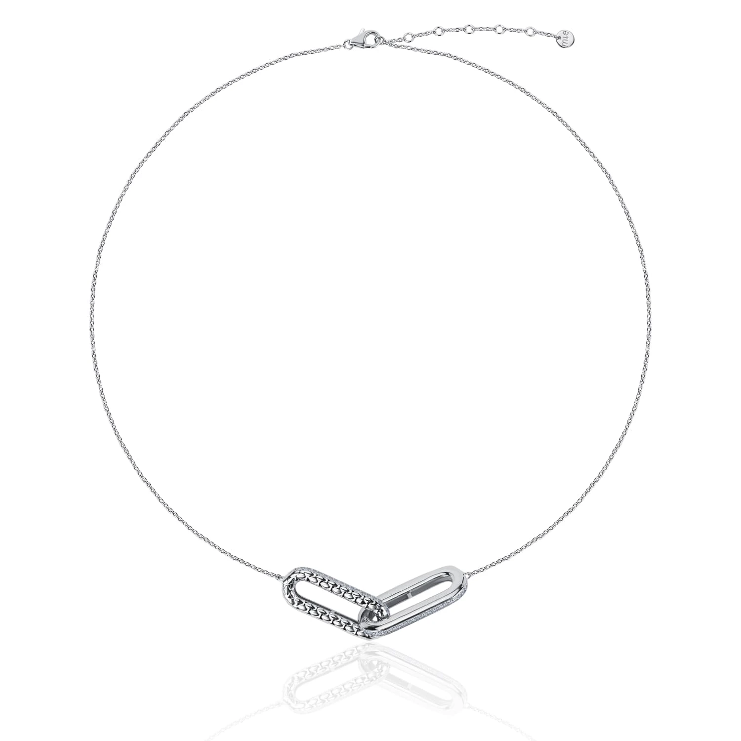 Колье из серебра с пересекающимися овалами и фианитами