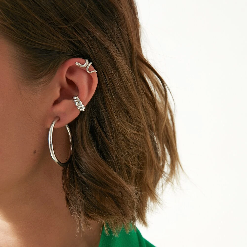 Серебряный кафф в форме змеи