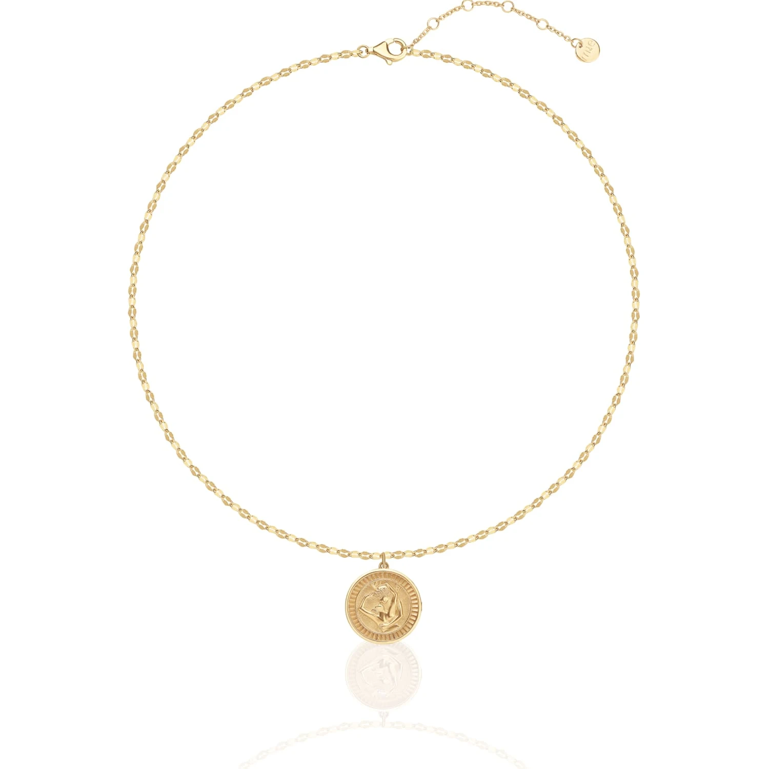 Серебряное колье с монетой AMOR в покрытии желтое золото