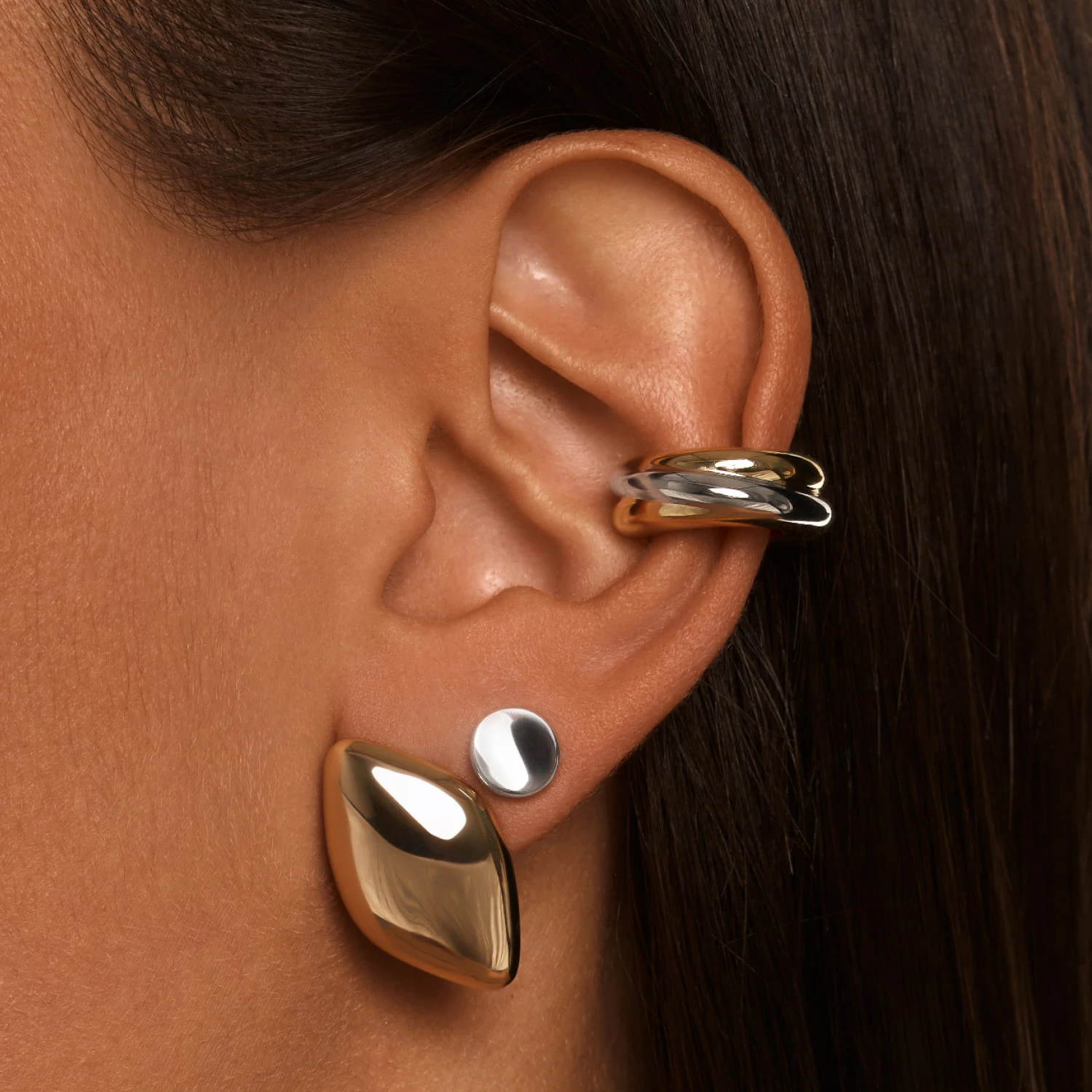 Серебряный перекрестный кафф биколор