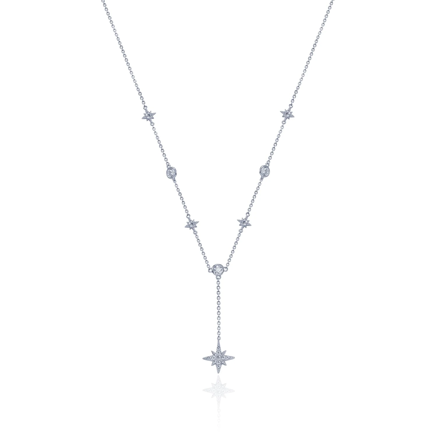 Серебряное колье-галстук со звездами MIESTILO