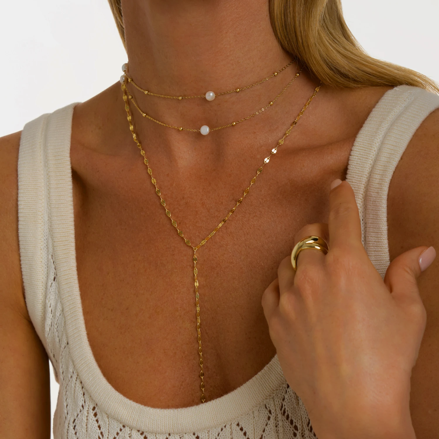 Позолоченное колье-галстук из серебра с барочным жемчугом