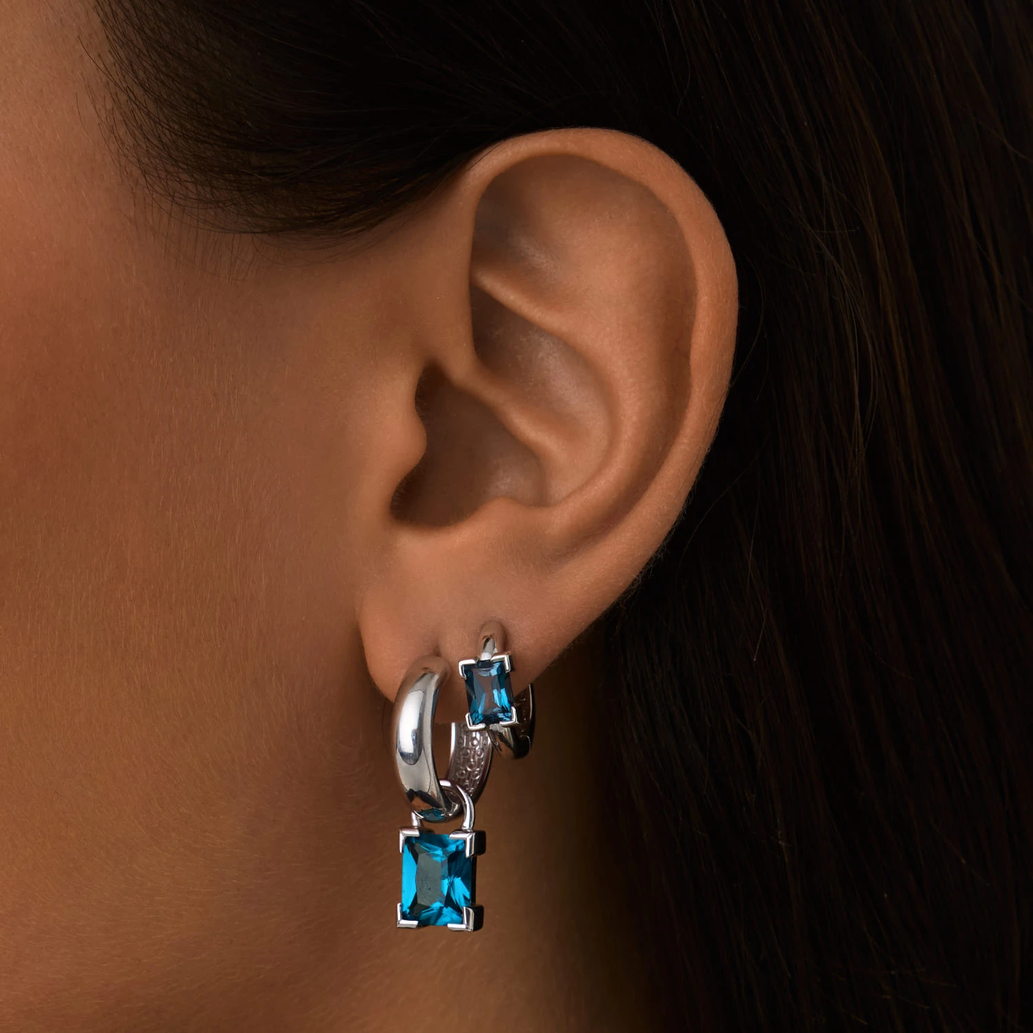 Серебряные серьги-трансформеры PURITY с London топазом