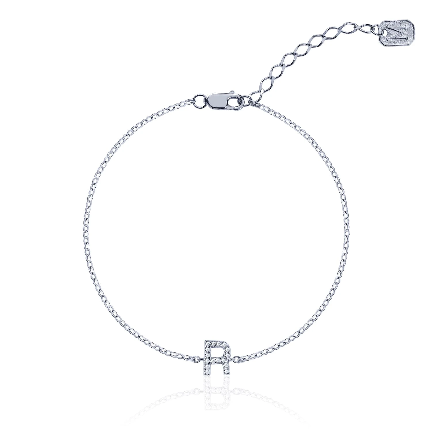 Серебряный браслет с буквой R MIESTILO