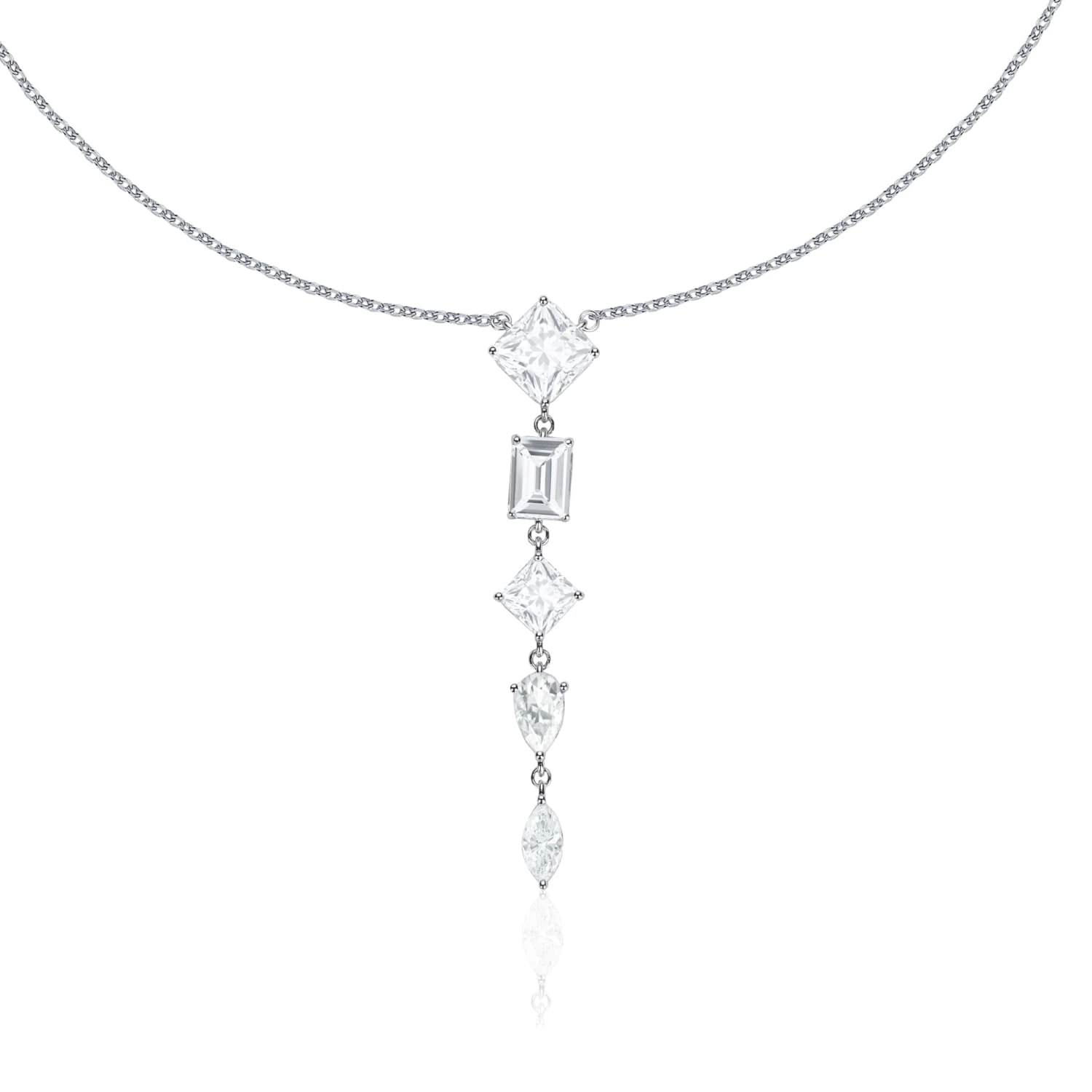 Серебряное колье-галстук A LA RUSSE с фианитами