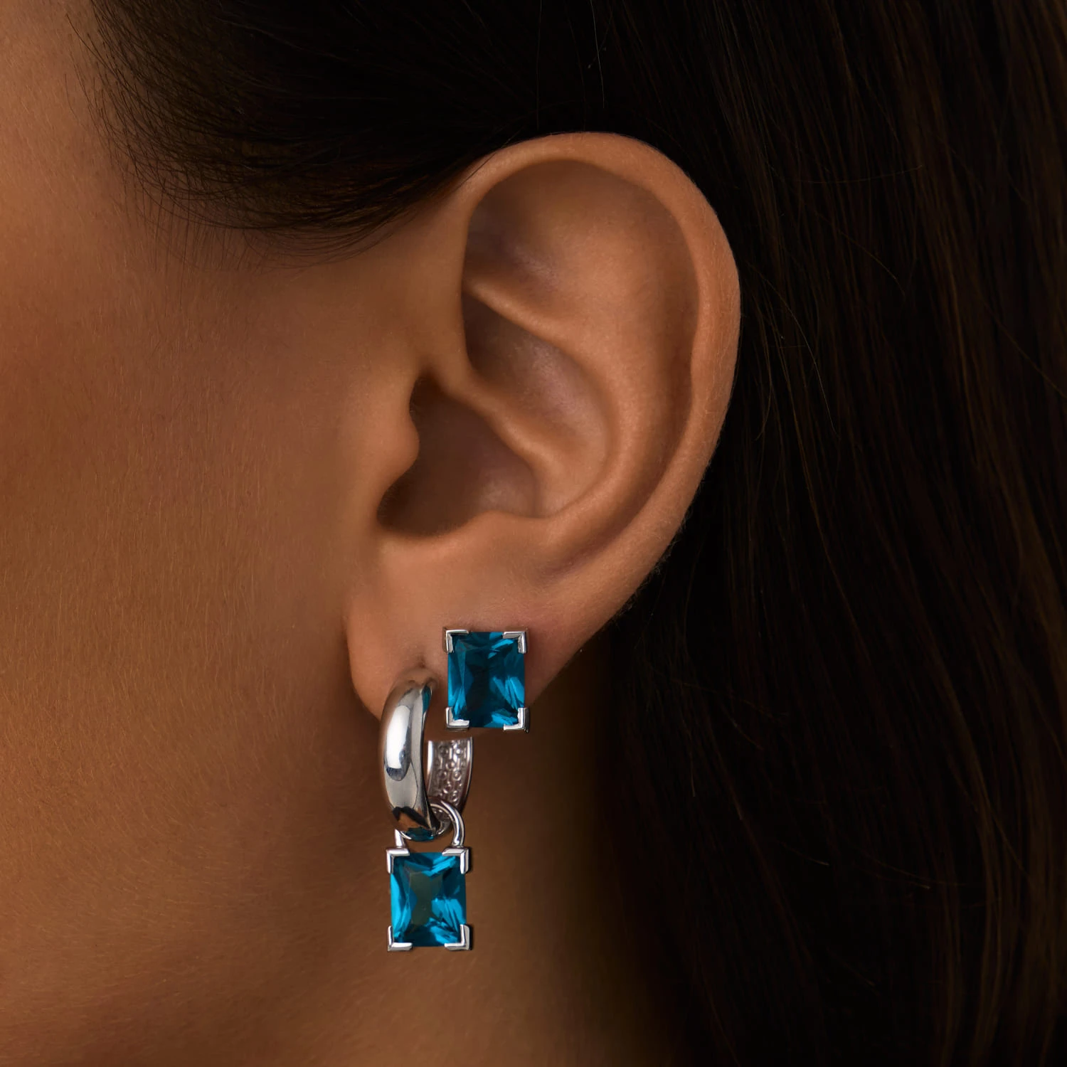 Серебряные серьги-трансформеры PURITY с London топазом