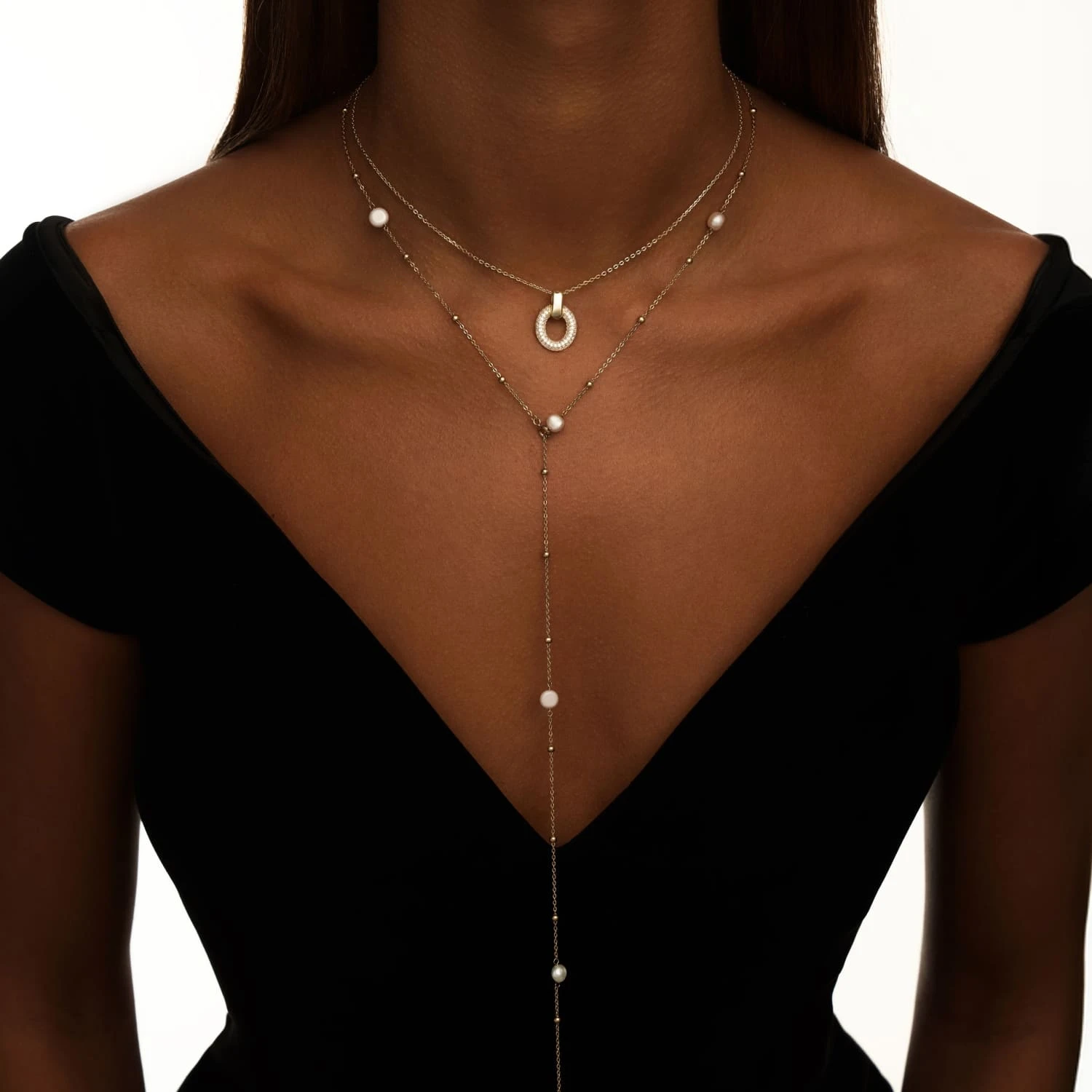 Позолоченное колье-галстук из серебра с барочным жемчугом