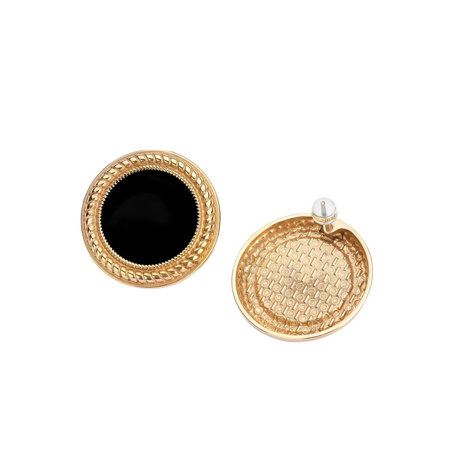 Круглые серьги ВИНТАЖ с черной эмалью