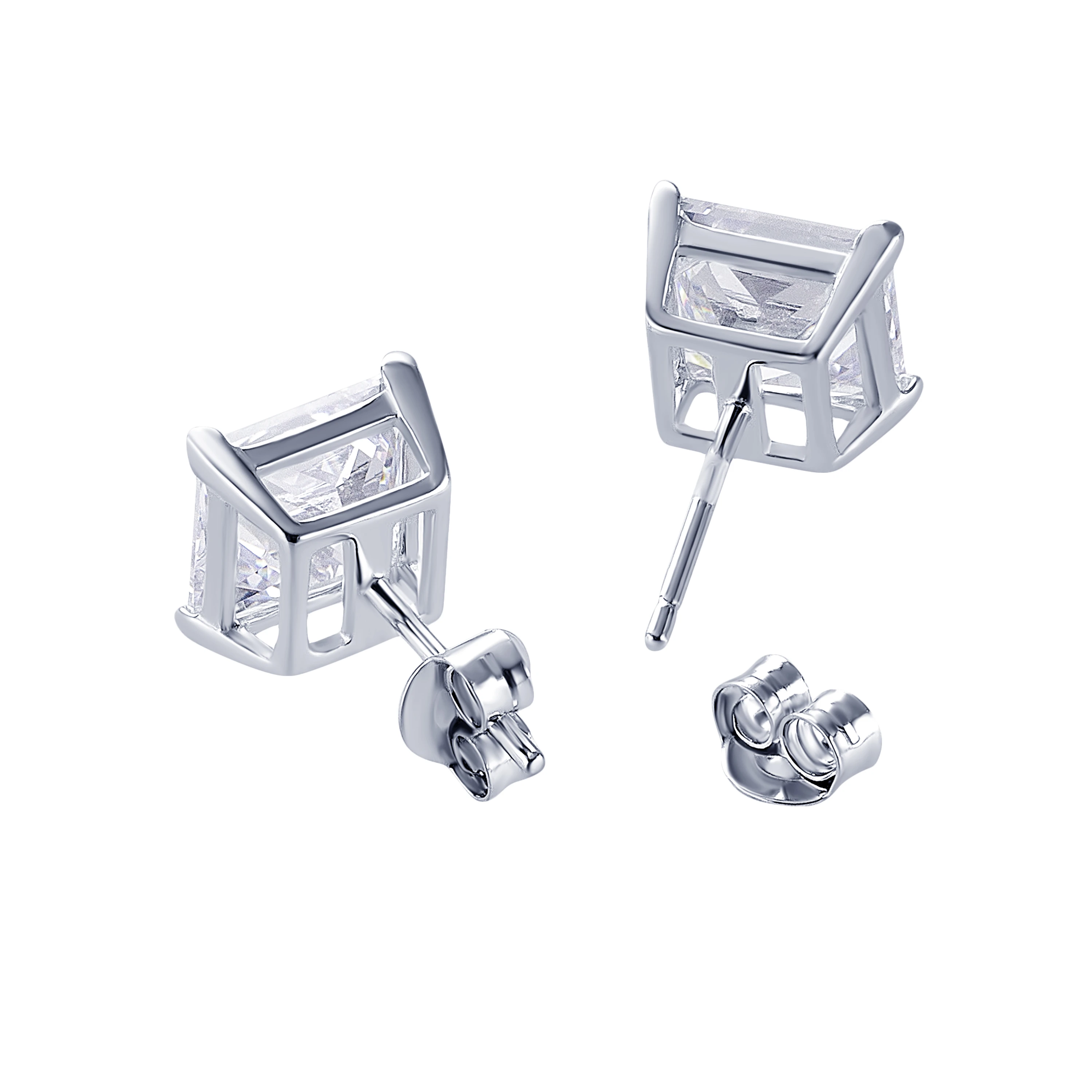 Cеребряные серьги-гвоздики Flawless с фианитом 8 мм