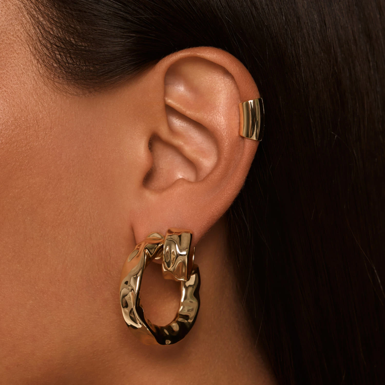 Крупные серьги-кольца PENELOPE из серебра в покрытии желтое золото