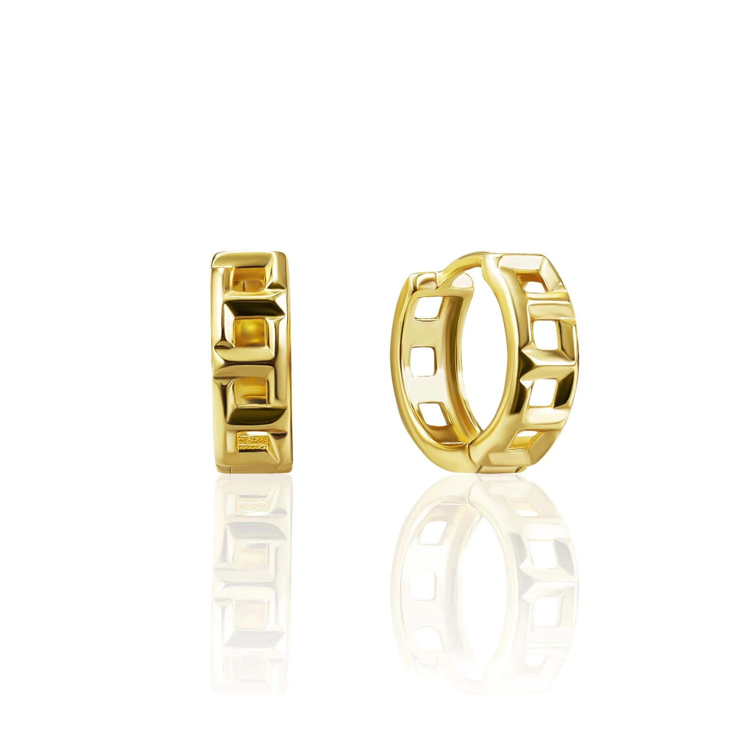 Рельефные серебряные серьги-кольца в позолоте MIESTILO 