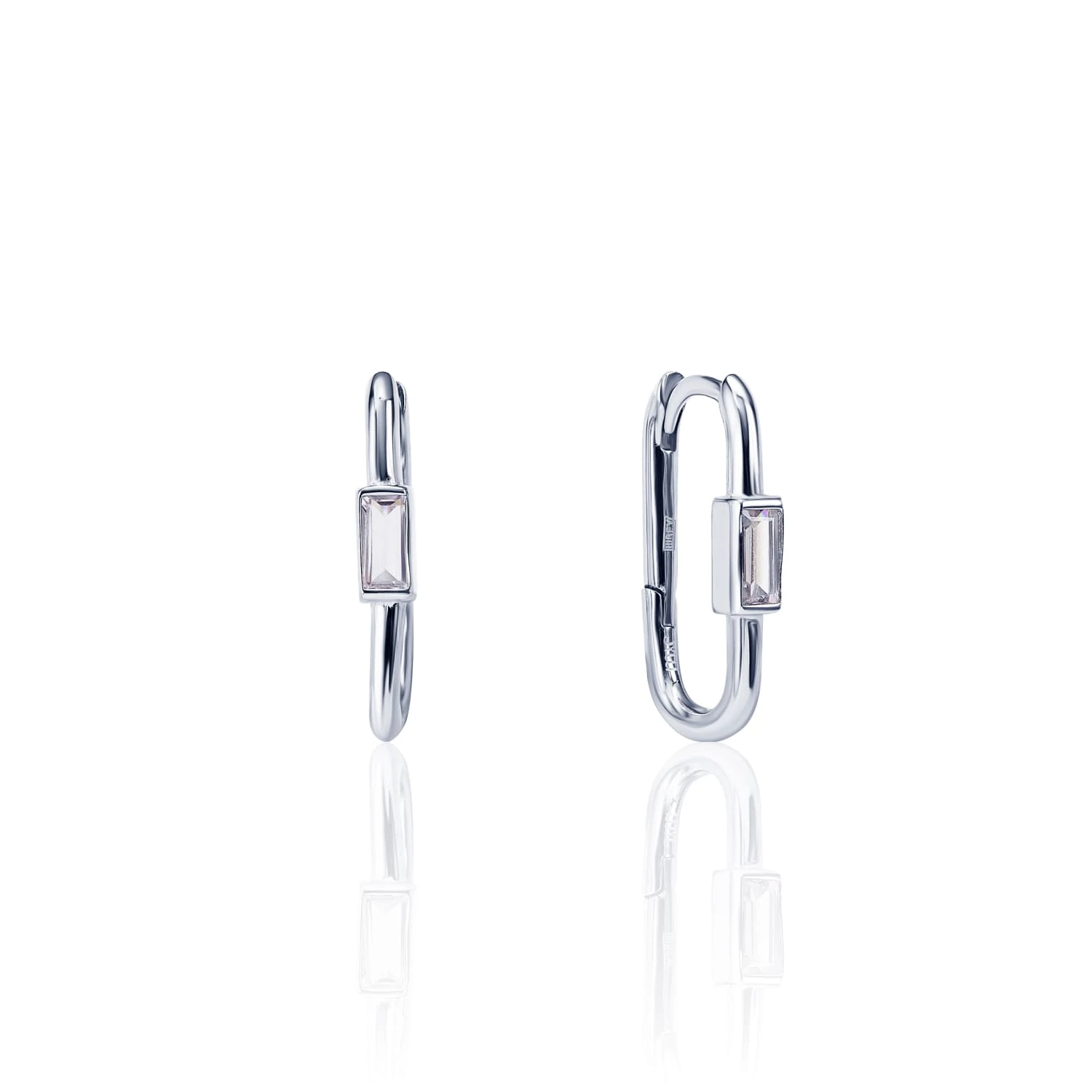 Минималистичные серебряные серьги-конго с фианитами MIESTILO 