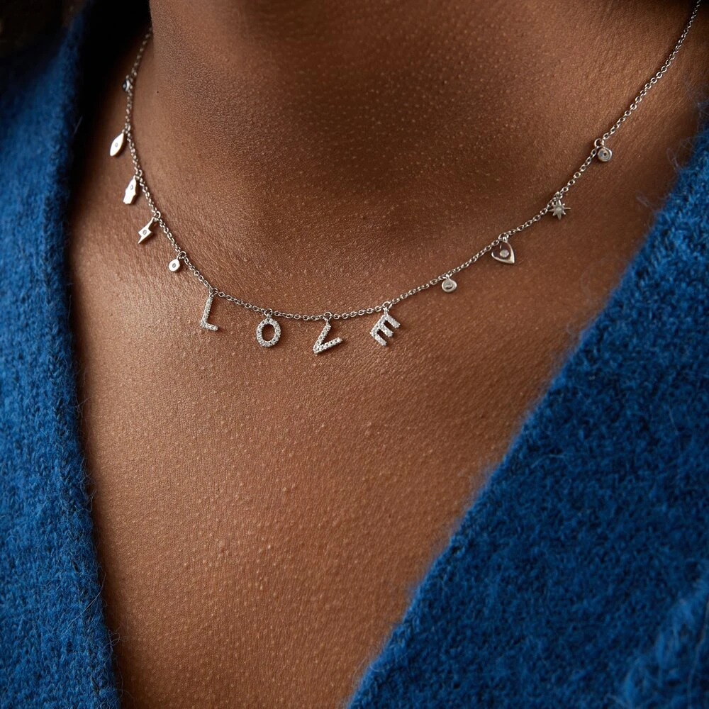 Колье "Love" с подвесками из серебра