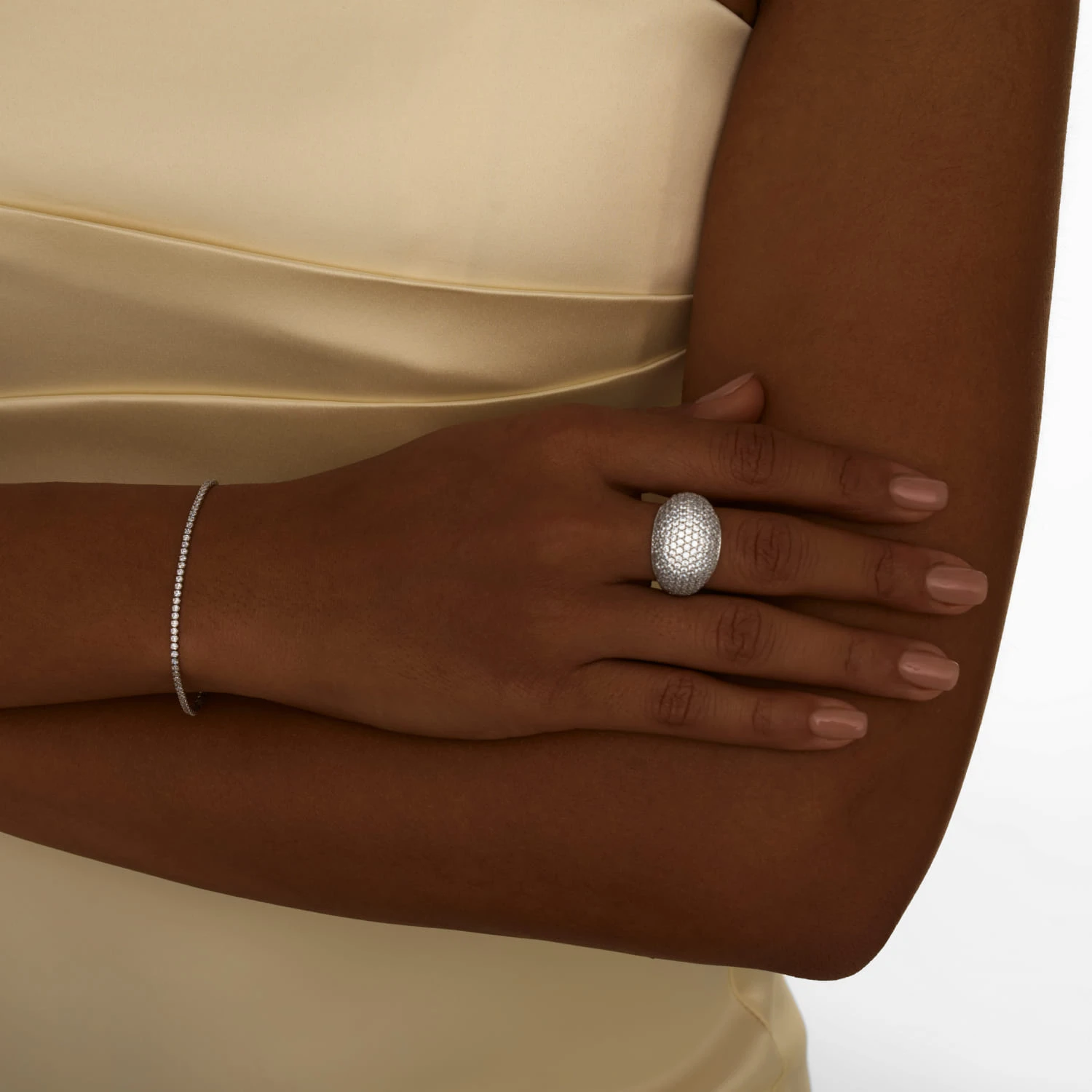 Теннисный серебряный браслет с фианитами