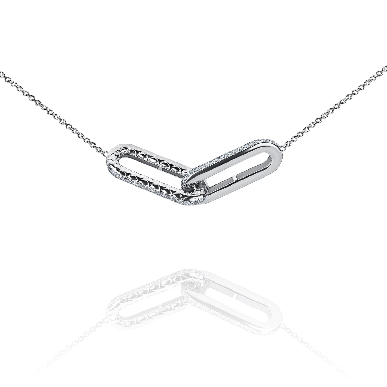 Колье из серебра с пересекающимися овалами и фианитами