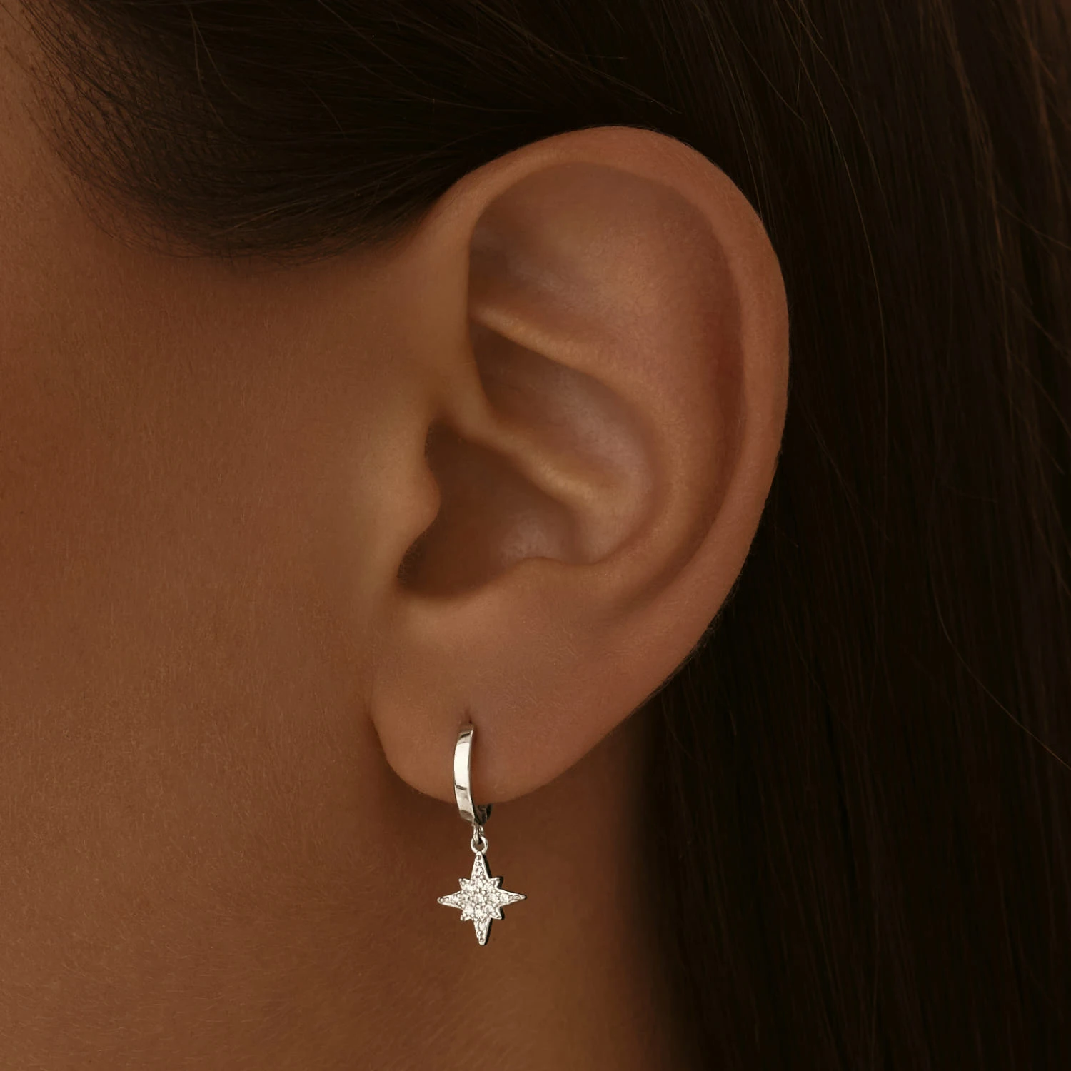 Серебряные серьги-конго с подвеской в форме звезды MIESTILO