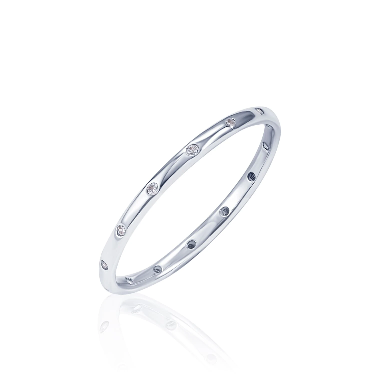 Тонкое серебряное кольцо с фианитами MIESTILO 