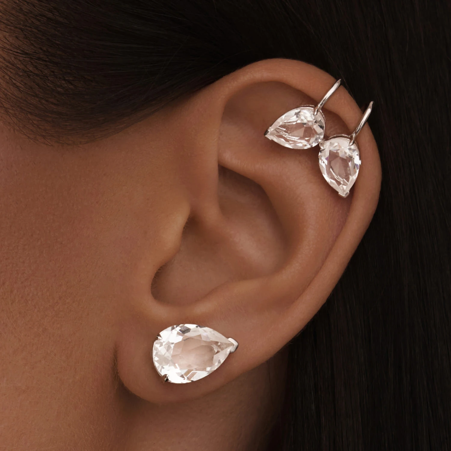 Серебряные серьги-клаймберы PRECIOUS 