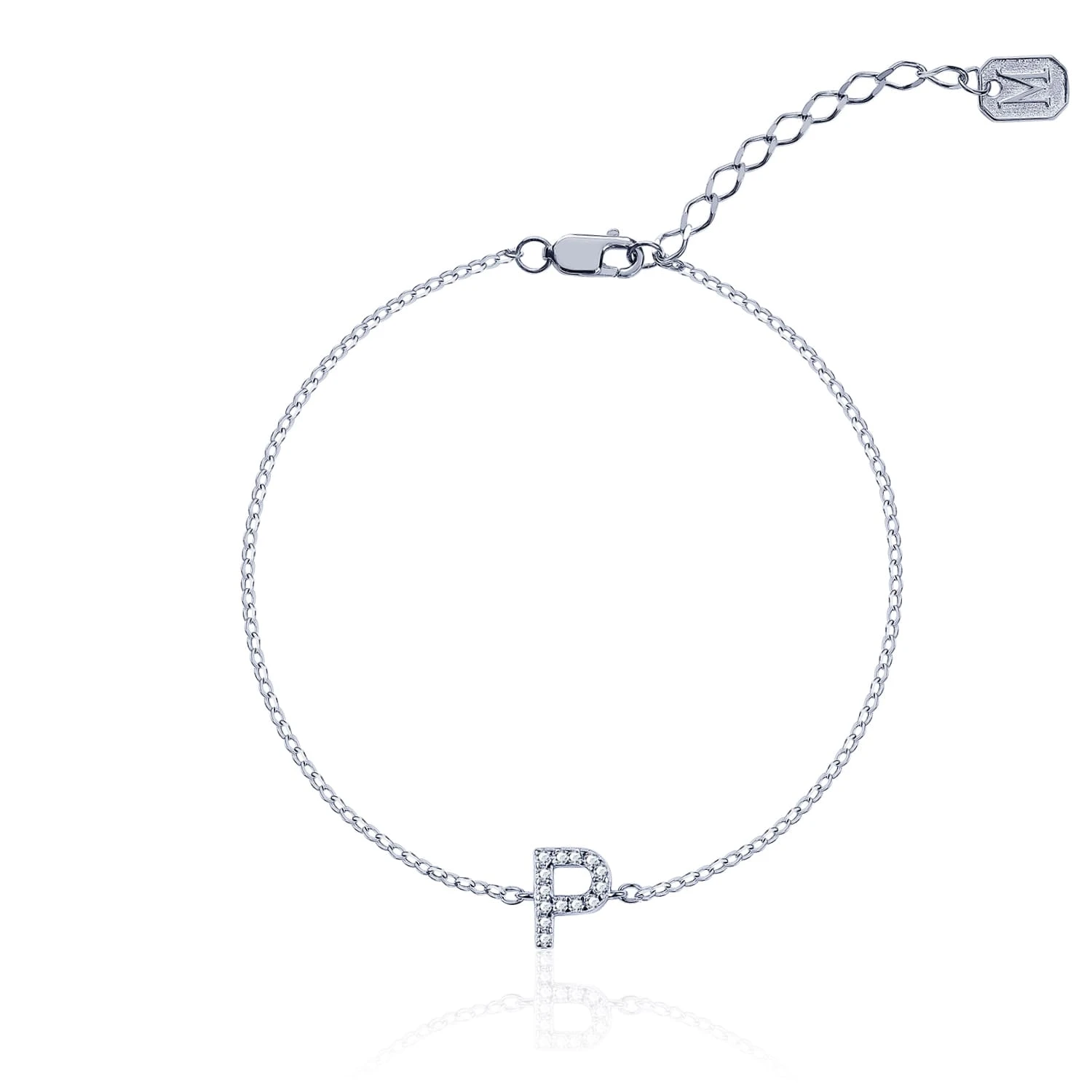 Серебряный браслет с буквой Р MIESTILO