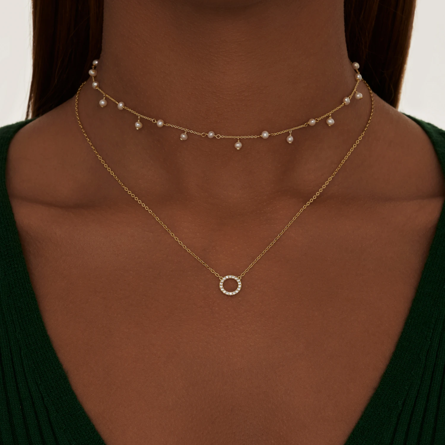 Позолоченное колье из серебра с натуральным жемчугом