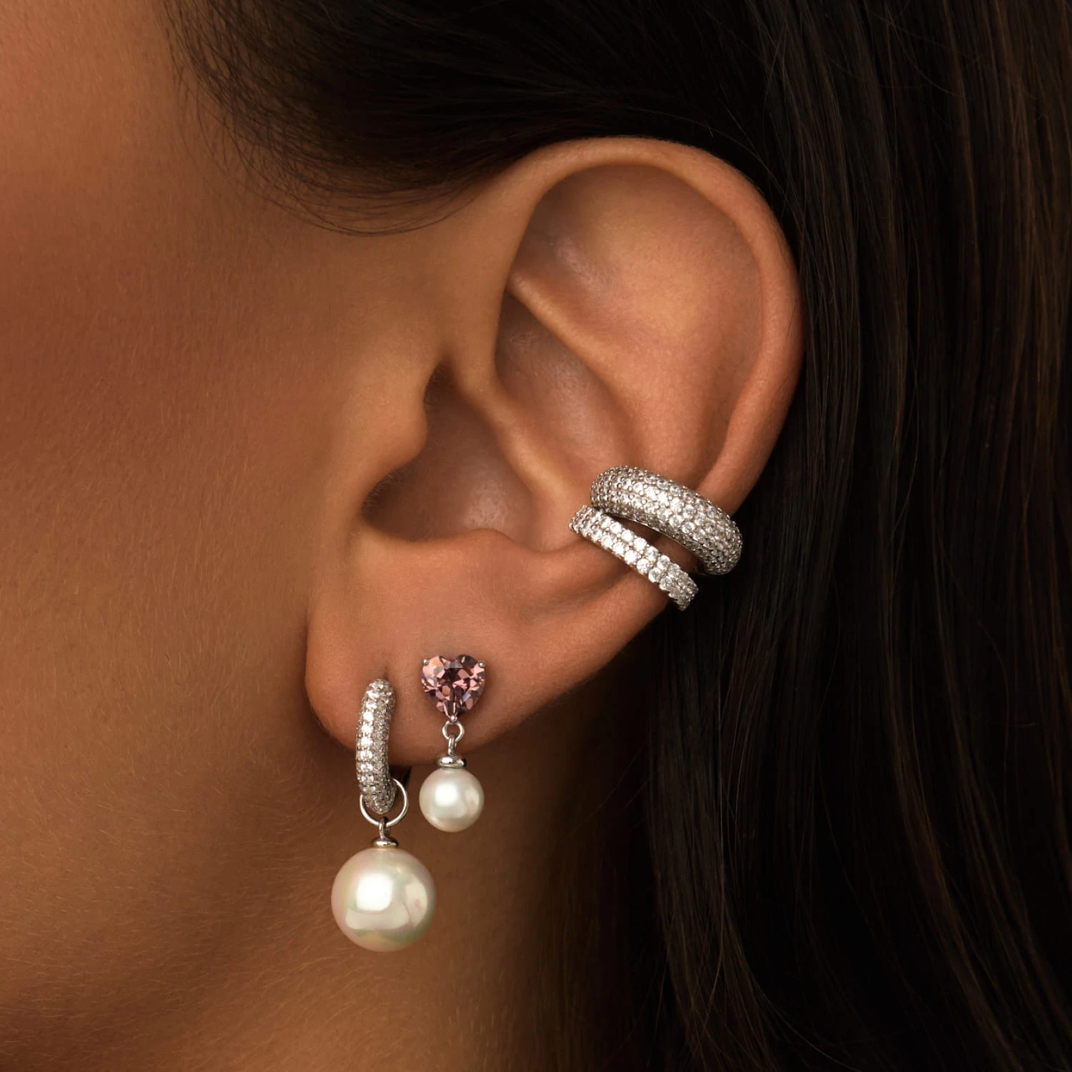 Серебряные серьги - кольца 20 мм "Hailey" с фианитами