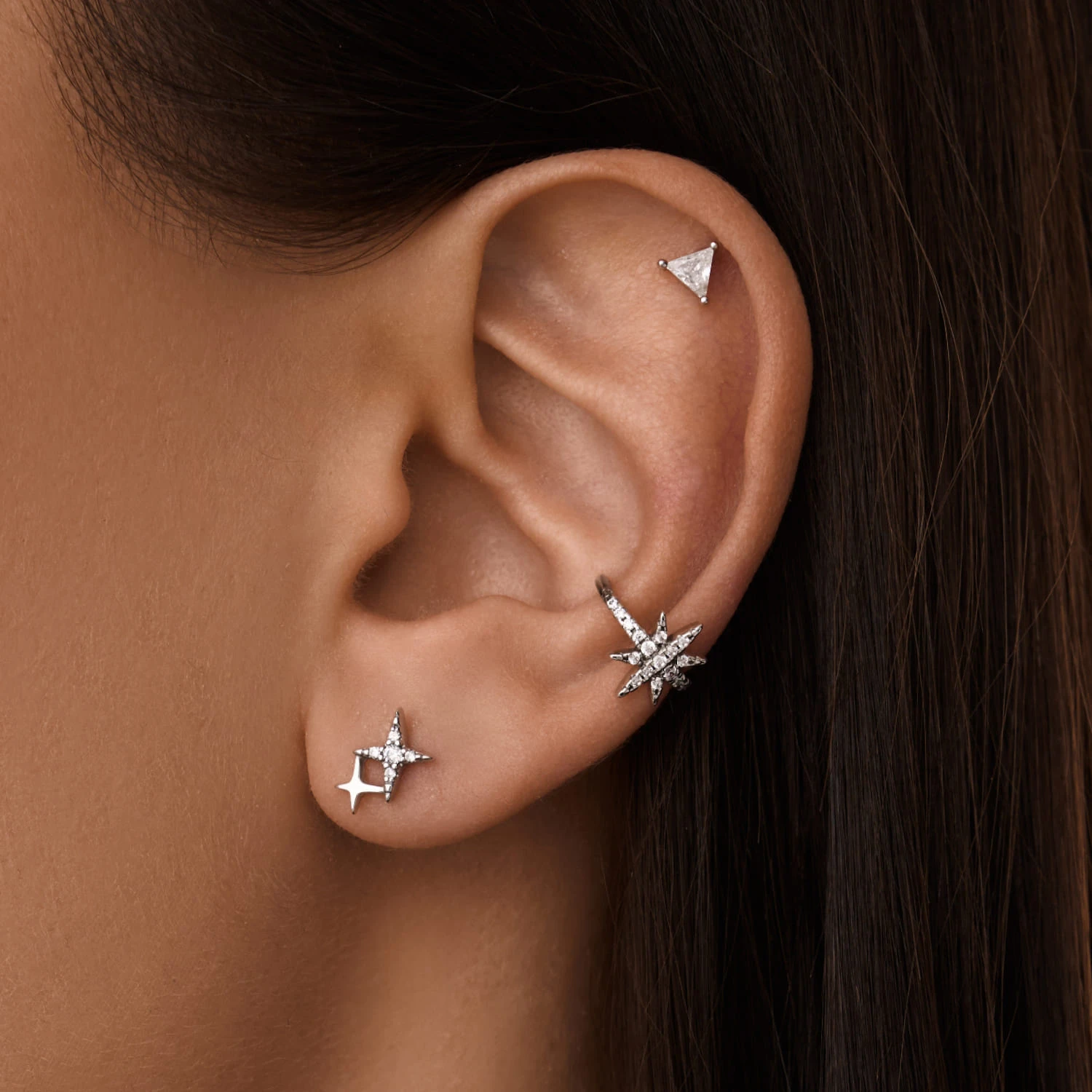 Серьги пусеты со звездами MIESTILO