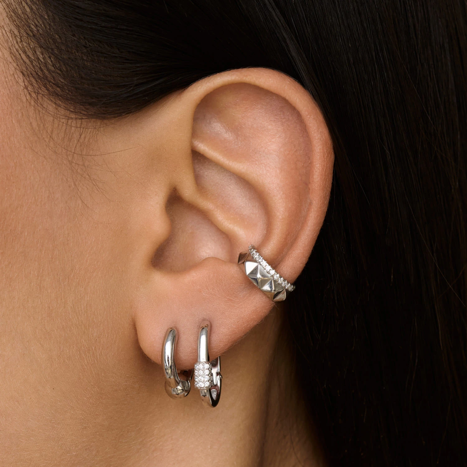 Серебряные серьги-конго с декоративным шариком MIESTILO 