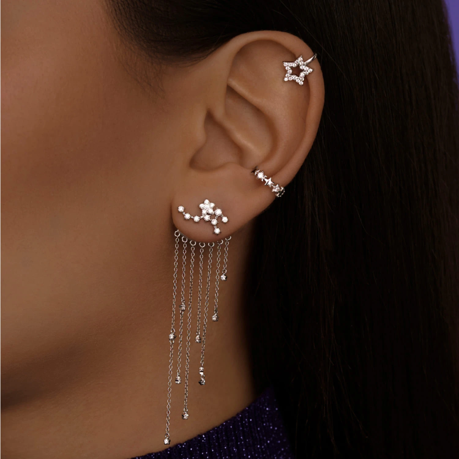 Серебряный кафф в форме звезды MIESTILO 