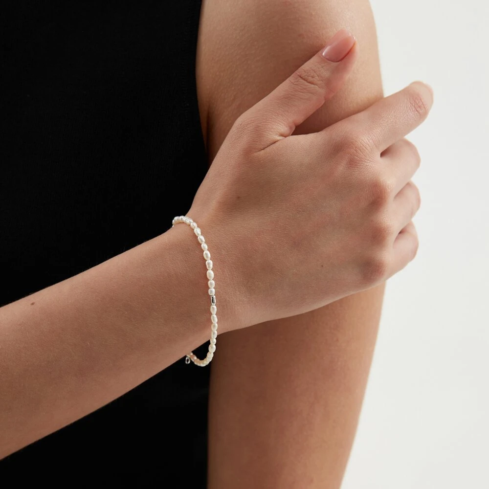 Браслет из серебра с натуральным жемчугом