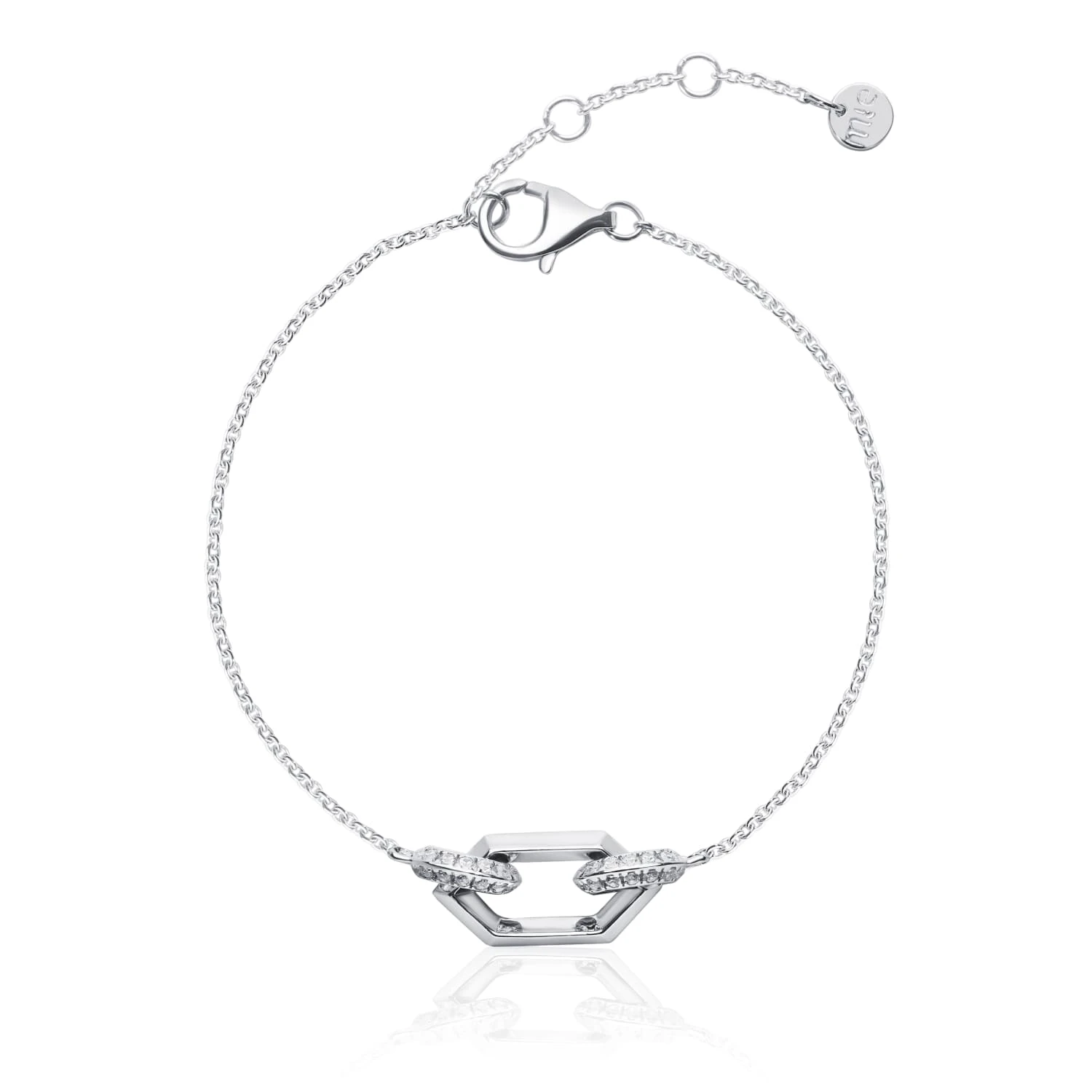 Серебряный браслет с многогранником с фианитами