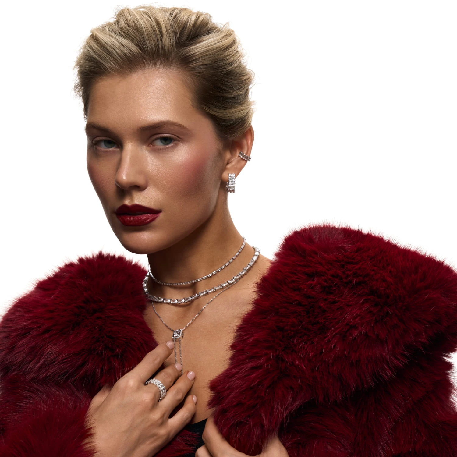 Серебряное двойное кольцо с фианитами