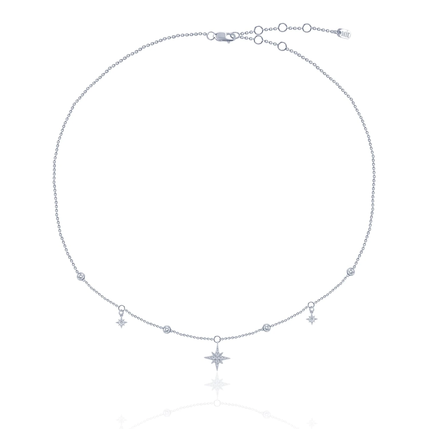 Серебряное колье со звёздами и фианитами Isida