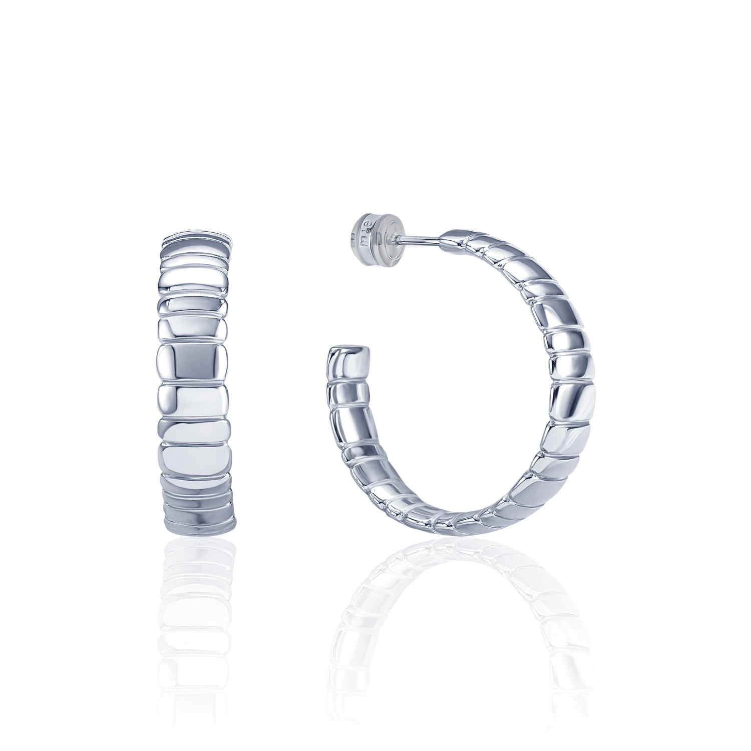 Серебряные фактурные серьги-кольца MIESTILO