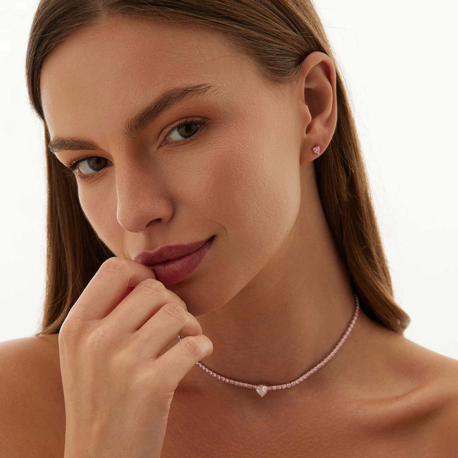 Теннисное серебряное колье-чокер Simone с фианитами