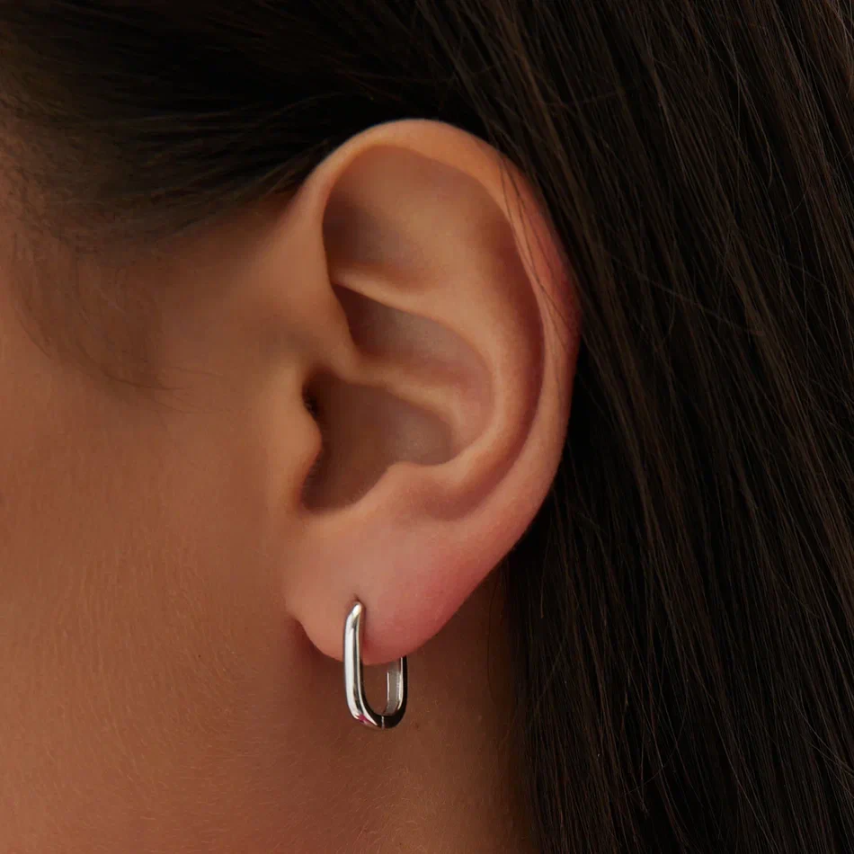 Овальные классические серьги-конго из серебра MIESTILO 