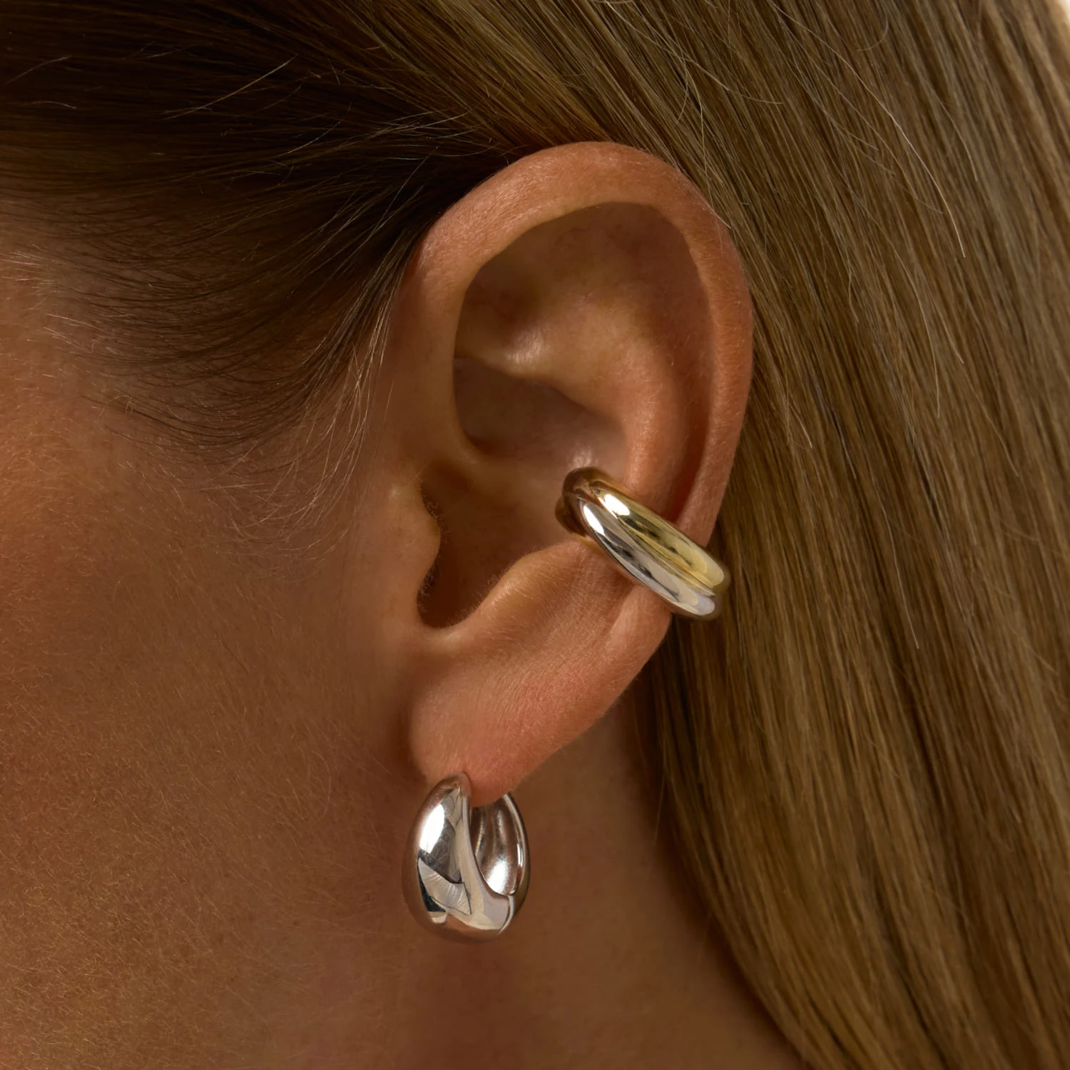 Серебряный перекрестный кафф биколор