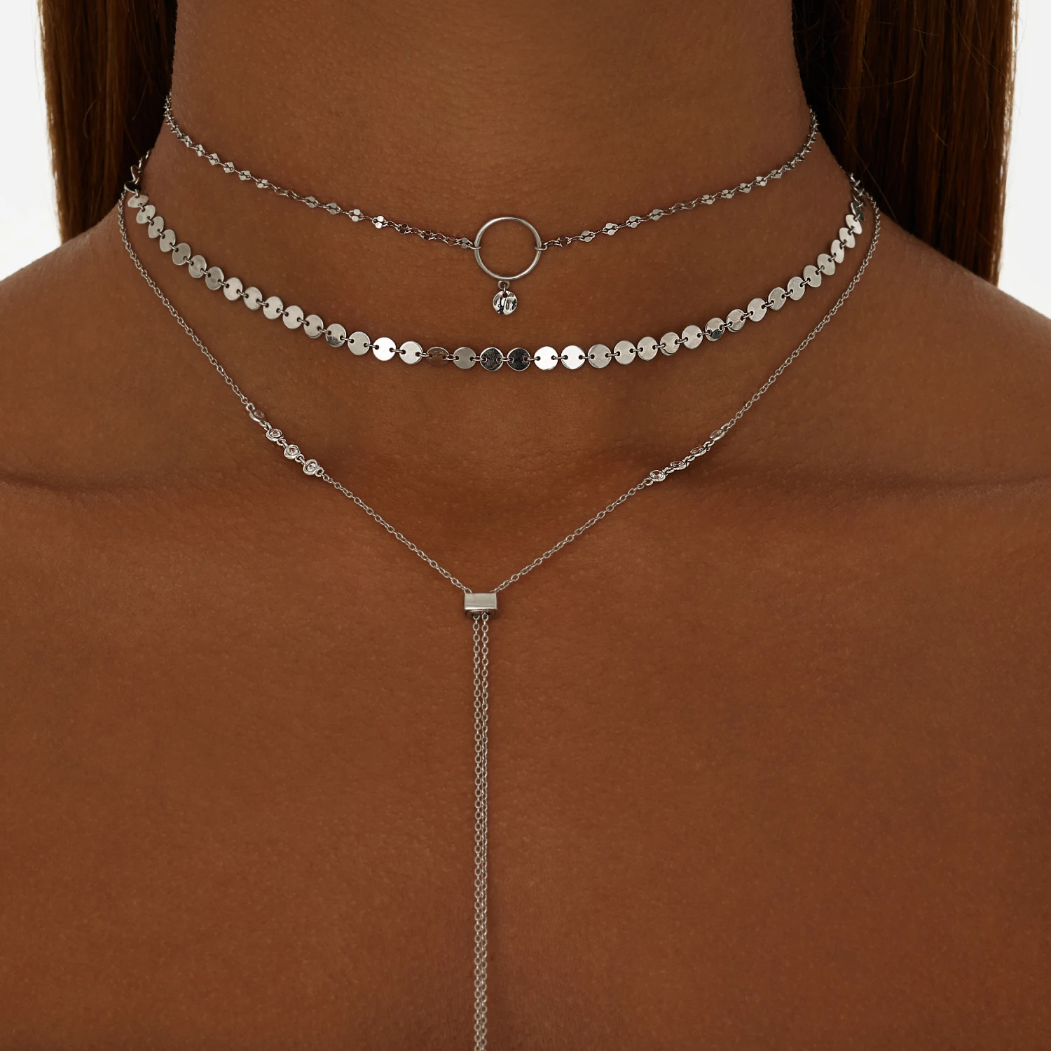 Колье-чокер из серебра с монетками