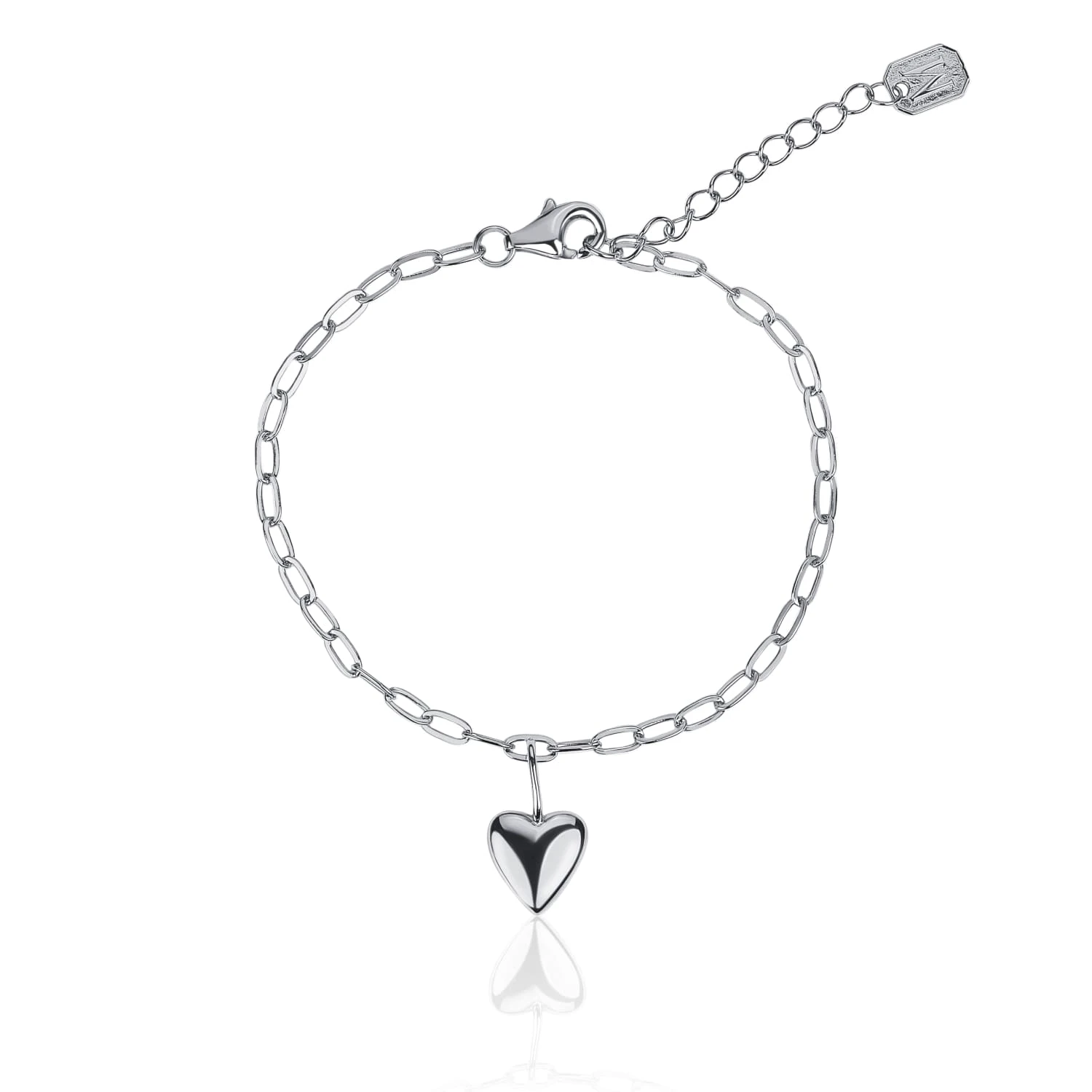 Серебряный браслет с подвеской сердце MIESTILO