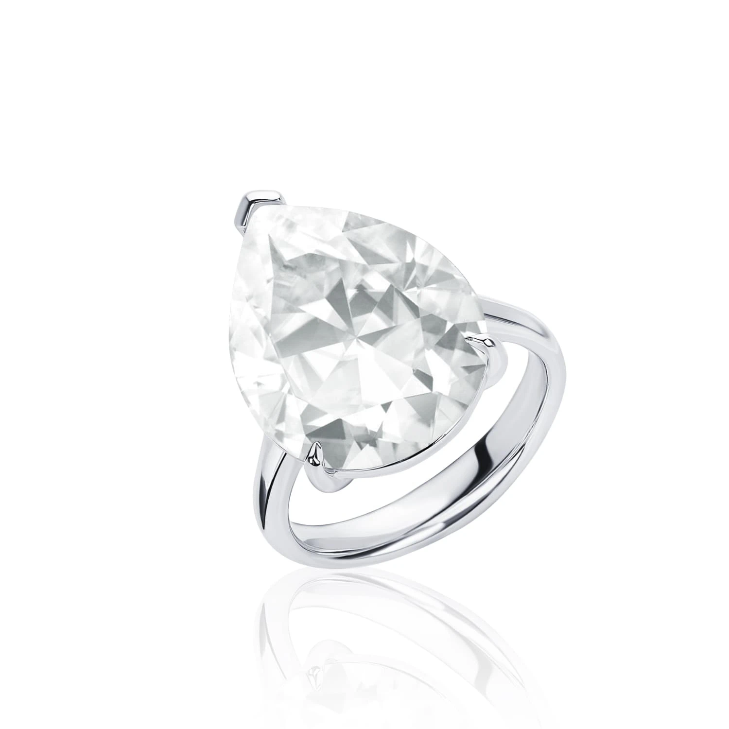 Коктейльное кольцо из серебра с фианитом Груша